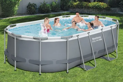 Produktbild von Bestway® Steel Pro MAX™ Frame Pool Set mit Filterpumpe 427 x 250 x 100 cm , grau, oval