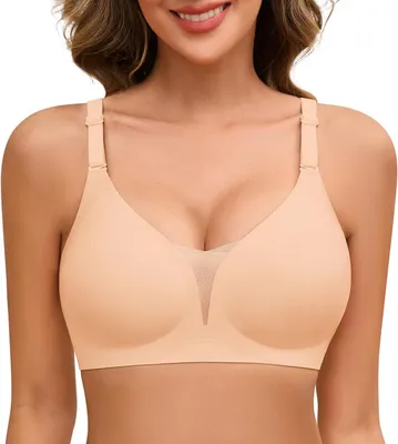 Produktbild von BHs für Damen, ohne Bügel, nahtlos, mit Push-Up-Effekt, V-Ausschnitt und verstellbaren Trägern