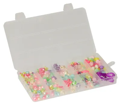 Produktbild von Perlenset Lagerbox aus Kunststoff, transparent, mit 15 Fächern und Faden
