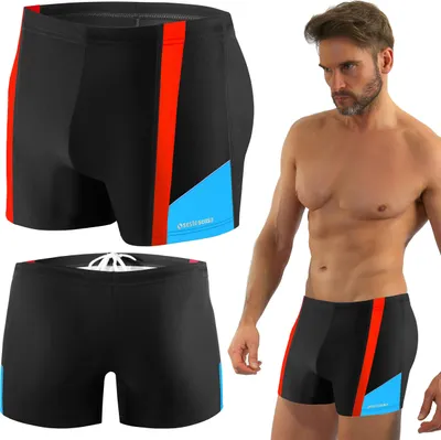Produktbild von Sesto Senso Herren Badehose Schwimmhose Badeshorts 379, Farbe: Schwarz/Rot/Blau, Große: XL