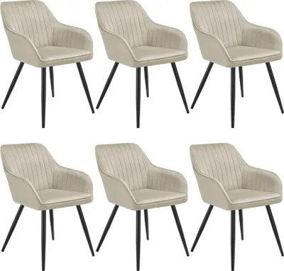 Produktbild von tectake® Esszimmerstuhl Marilyn gepolstert, in Samtoptik, gesteppt 58 x 62 x 82 cm
