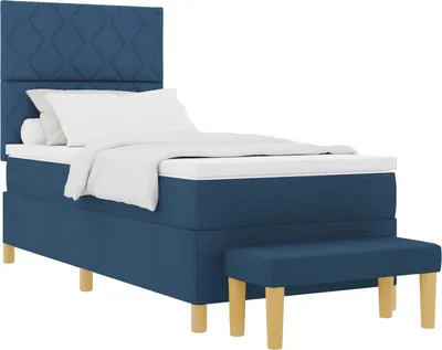 Produktbild von Boxspringbett mit Kopfteil Blau 200 x 100 cm Stoff