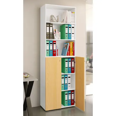 Produktbild von VCM Büroschrank mit 6 Fächern | Büroregal | moderner Aktenschrank mit Drehtüren | Maße ca. H. 220 x B. 70 x T. 40cm – Lona 6-Fach
