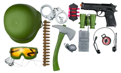 Produktbild von Spielzeugset Militärpolizei-Set für Kinder mit Helm, Handschellen und Fernglas