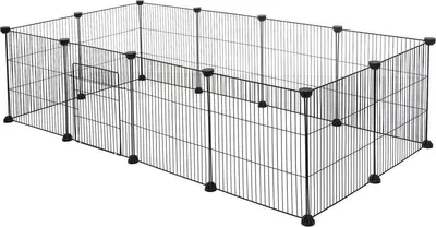 Obrázek produktu pro Nastavitelná ohrádka pro hlodavce - Bílá - Pro malá zvířata - 142x53x71 cm - Ocel - Stabilní a bezpečná