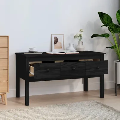 Produktbild von The Living Store Couchtisch Schwarz 102x49x55 cm Massivholz Kiefer