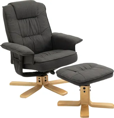 Produktbild von Relaxsessel CHARLY mit Hocker drehbar neigungsverstellbar anthrazit  [Max. Belastbarkeit 100 kg] für Wohnzimmer, TV-Sessel Fernsehsessel mit Liegefunktion Polstersessel und Hocker