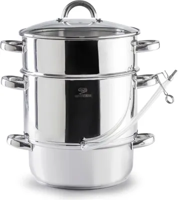 Produktbild von Dampfentsafter aus Edelstahl 8 Liter - Hochwertiger Saftextraktor für Obst und Gemüse, Manueller Saftpresse, Küchengerät für Einmachsaft