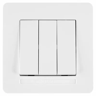 Produktbild von 3-fach Lichtschalter Weiß – Rahmen Set – Unterputz – Selene