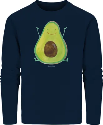 Produktbild von Mr. & Mrs. Panda Baumwoll Pullover Avocado Glücklich Größe S - French Navy - Geschenk, Chaos, Frucht, Pulli, Sweater, Freude, Sweatshirt, Bio