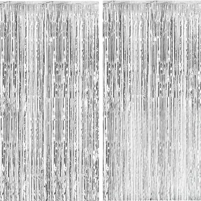 Lametta-Vorhang, silber, 2er-Pack, Folie, 1x2 m, Tür-Streamer
