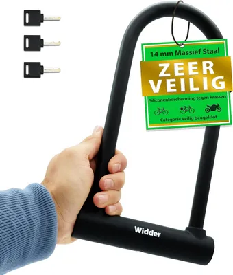 Productafbeelding van Beugelslot fiets - Chroomstaal - Met houder