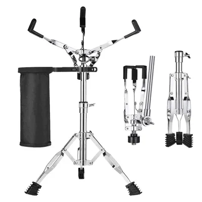 Produktbild von Snare Drum Stativ mit Schlägerhalter, verstärktem Dreibein, für 14,5"-23" Drums, höhenverstellbar, inkl. Trommelschutz