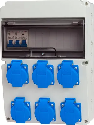 Produktbild von Baustromverteiler Wandverteiler 6x 230V BALS Steckdosen Schuko mit LS-Schalter 1-Phasen