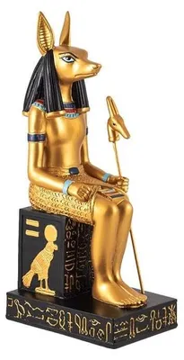 Anubis-Figur auf Thron, Kunstharz, handbemalt, 11x8x25 cm