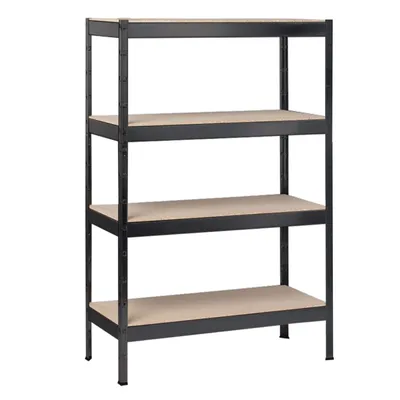 Produktbild von SCHULTE Regalwelt Schwerlastregal mit 4 Holzböden, 180x100x40 cm (HxBxT), Traglast pro Ebene ca. 150 Kg, schwarz-Struktur, Lagerregal, Kellerregal