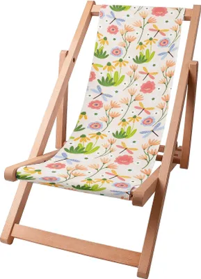 Image de Dreamroots Chaise longue enfant pliable bois, jusqu'à 130 kg, Chaise longue pliable avec dossier inclinable en 3 positions, Garden Happiness