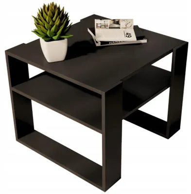 Produktbild von Couchtisch Schwarz 55x55 Cm Loft Retro Wohnzimmertisch