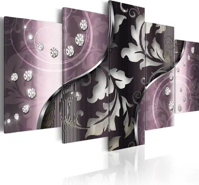 Image de Toiles 200 x 100 cm a-A-0068-b-p Toile intissé Toile 5 pièces Impression artistique moderne Tableaux muraux XXL Décoration murale Design Tableau mural ABSTRAIT ORNEMENT DIAMANT
