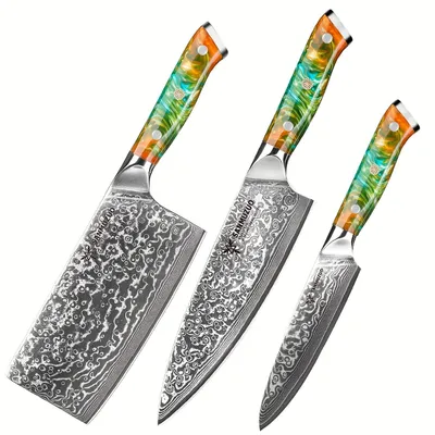 Immagine prodotto di Koksmes - Coltello da cucina - Coltello da taglio - Coltello multiuso - Professionale - Acciaio damasco VG10 - Lama liscia