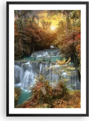 Produktbild von Gerahmtes Poster - Schwarzer Rahmen - Park Wasserfall Wasser - 50x70 cm - Wand Bild - Wanddeko - Wandbilder - Kunstposter - Wandposter - Bilderrahmen - Bilder - Kunstdruck - Wandbild - P2BPA50x70-3995