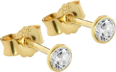 Produktbild von Paar 3,5mm Ohrstecker Gelbgold 375 Gold Ohrringe 9 Karat Zirkonia Weiß 2604