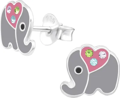 Produktbild von Kinder Ohrringe Ohrstecker 925 Sterling Silber Elefant mit Herz