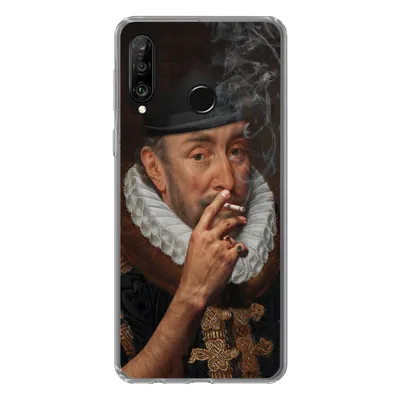 Produktbild von MuchoWow® Handyhülle Schutzhülle Hülle für Huawei P30 Lite Wilhelm von Oranien - Zigarette - Rauchen Silikon Softcase Handy Hülle - Handyhülle