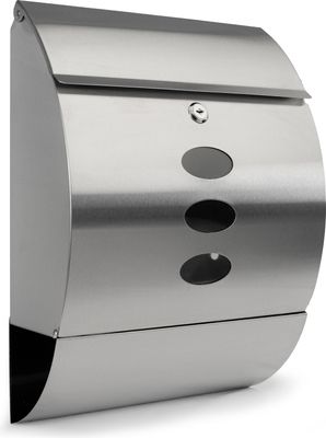 Grafner Design Edelstahl Briefkasten mit Zeitungsfach, abschließbar – 2 Schlüssel inkl., 3 Sichtfenster, moderne runde Ausführung, einfacher Anbau, inkl. Montagematerial, Postkasten Letter Box