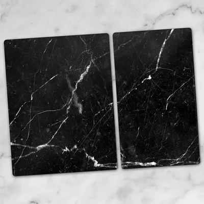 Produktbild von Glas-Herdabdeckplatten Glaskeramikkochfeld-Abdeckung Spritzschutz Glas 70x52 schwarz Marmor