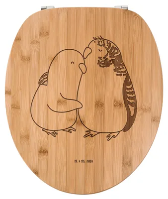 Produktbild von Mr. & Mrs. Panda Klobrille Wellensittich Liebe - Transparent - Geschenk, Vertrauen, WC-Brille, Kuscheln, WC Sitz, Verknallt, Klodeckel, Ehefrau, Umarmen, Vögel, bambus