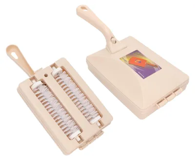 Image de Brosse à main - Avec double rouleau pour l'élimination de la saleté - Idéale pour les tapis, les canapés, les lits et les bureaux