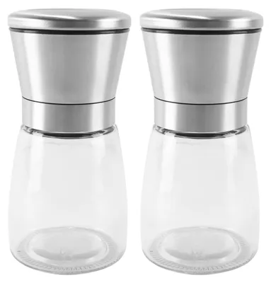 Salz- und Pfeffermühlen-Set, Edelstahl/Glas, 3 Mahlgrade