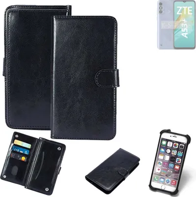 Produktbild von K-S-Trade 360° Hülle kompatibel mit ZTE Blade A53+ schwarz Kunstleder Case BookCase WalletCase Kunstlederederhülle Handyhülle, Rundumschutz Bumper