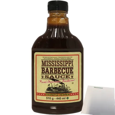 Produktbild von Mississippi Barbecue Sauce Chipotle Pepper Grill-Sauce (510g Flasche) + usy Block