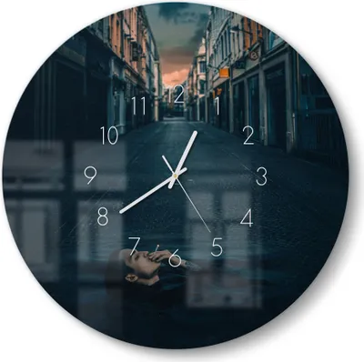 Produktbild von DEQOART Glasuhr Ø50 cm Zahlen 'Reflexionsmoment' Wanduhr Glas Uhr Design leise Küchenuhr