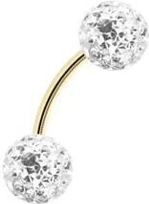 Produktbild von Karisma Gold Edelstahl Augenbrau Piercing Sealed mit Kristall Elements 3/3mm Weisse Kugeln Epoxyharz Stärke 1,2mm Länge 8mm