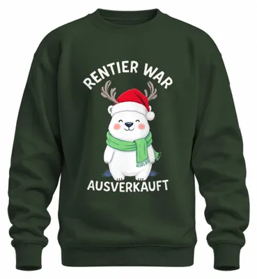 Productafbeelding van Rentier War Uitverkocht. IJsbeer. Gewei. Kerst. Poolbeer. Sweater. Trui. Flesgroen. XXL