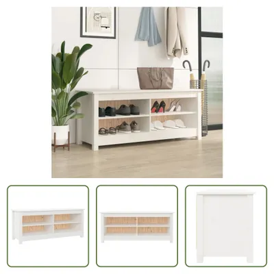 Produktbild von The Living Store Schuhbank Weiß 110x38x45,5 cm Massivholz Kiefer