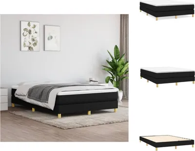Image de vidaXL Lit Boxspring Noir 140x190 cm Tissu - Lits et Sommiers