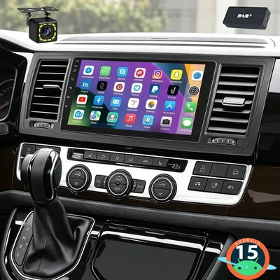 Produktbild von Autoradio 9 Zoll für VW T6 Transporter Multivan 2016-2021 Android 15 DAB+ Navi CarPlay Android Auto GPS Touchscreen Bluetooth 2 DIN mit Lenkradsteuerung