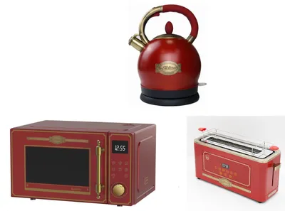 Produktbild von Kaiser Empire M 2530 RotEm Mikrowelle 25L+T 4000 RotEm Retro-Toaster +WK 2000 RotEm Retro Wasserkocher