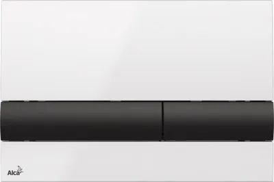 Produktbild von Alca Betätigungsplatte basic Platte weiß glänzend / Taster schwarz glänzend M1710-8