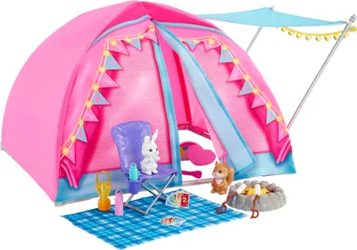 Produktbild von Barbie Camping Zelt Spielset mit 2 Puppen & Zubehör