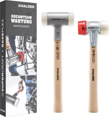 Produktbild von HALDER Aktionsbox Dreamteam Wartung, SUPERCRAFT-Schonhammer mit Hickorystiel und BASEPLEX-Schonhammer, Celluloseacetat/Nylon | 3366s001