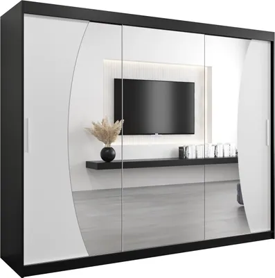 Produktbild von Kleiderschrank, Schiebetürenschrank Schlafzimmer, Schrank mit Spiegel WAVE 250 cm