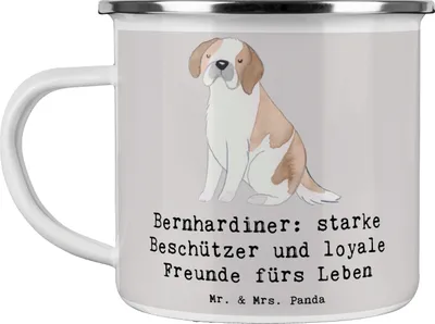 Produktbild von Mr. & Mrs. Panda Teetasse Bernhardiner Treue - Grau Pastell - Geschenk, Pott, Hunderassen, Ruhe, Hunderasse, Vielfalt, intelligenter Hund, sanfter Charakter, sanftmütig