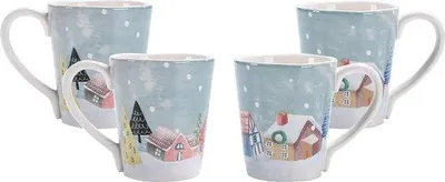 Image de Lot de 4 tasses en céramique pour café et thé, adaptées au micro-ondes et au lave-vaisselle
