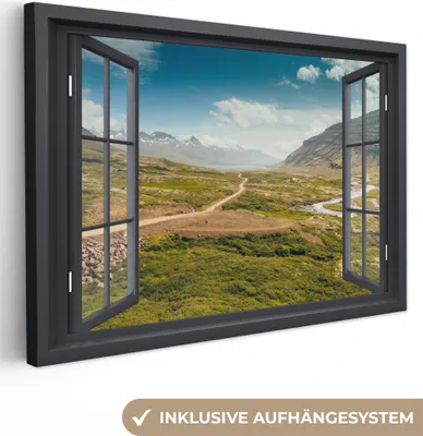 Produktbild von OneMillionCanvasses® - Leinwandbilder - 140x90 cm, Aussicht - Berg - Weg, Wandbilder Kunstdruck Wanddekoration