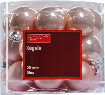 Produktbild von TrendLine Weihnachtskugeln aus Glas Ø 2,5 cm puderrosa 24 Stück